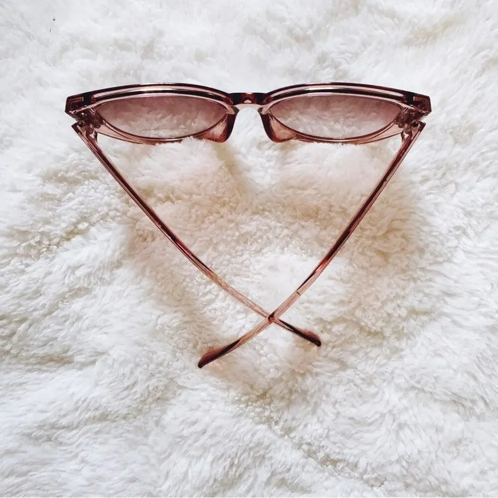 Rosy Clear Pink Cat Eye Oversized Sunglasses